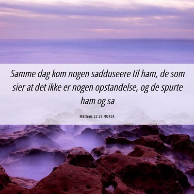Picture 06 - Matteus 22:23 NORSK - Samme dag kom nogen sadduseere til ham, de som - Bible Verse Picture
