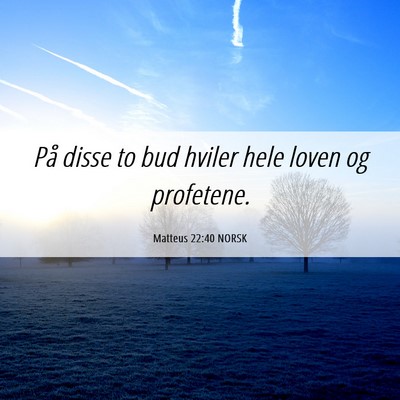 Picture 06 - Matteus 22:40 NORSK - På disse to bud hviler hele loven og - Bible Verse Picture