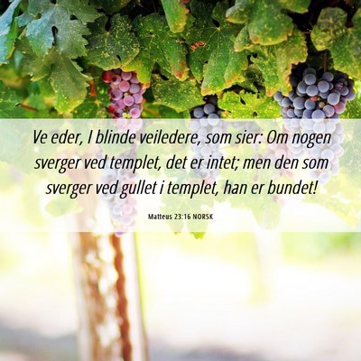 Picture 06 - Matteus 23:16 NORSK - Ve eder, I blinde veiledere, som sier: Om nogen - Bible Verse Picture