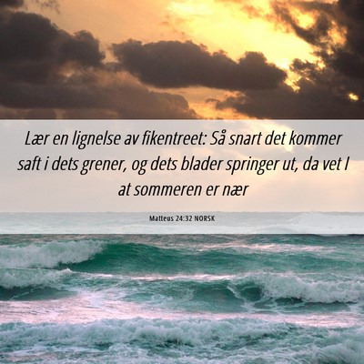 Picture 06 - Matteus 24:32 NORSK - Lær en lignelse av fikentreet: Så snart det - Bible Verse Picture