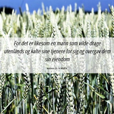 Picture 06 - Matteus 25:14 NORSK - For det er likesom en mann som vilde drage - Bible Verse Picture