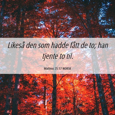 Picture 06 - Matteus 25:17 NORSK - Likeså den som hadde fått de to; han tjente to - Bible Verse Picture
