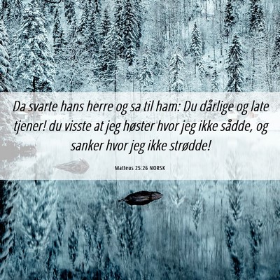 Picture 06 - Matteus 25:26 NORSK - Da svarte hans herre og sa til ham: Du dårlige - Bible Verse Picture