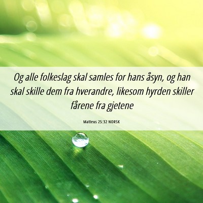 Picture 06 - Matteus 25:32 NORSK - Og alle folkeslag skal samles for hans åsyn, og - Bible Verse Picture
