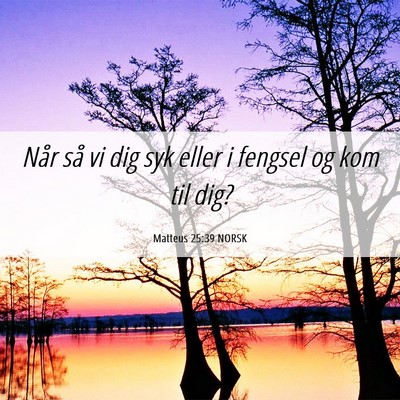 Picture 06 - Matteus 25:39 NORSK - Når så vi dig syk eller i fengsel og kom til - Bible Verse Picture