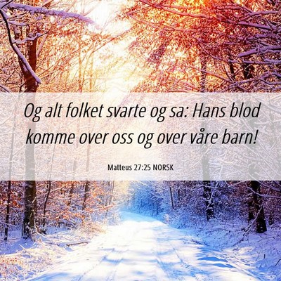 Picture 06 - Matteus 27:25 NORSK - Og alt folket svarte og sa: Hans blod komme over - Bible Verse Picture