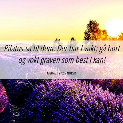 Picture 06 - Matteus 27:65 NORSK - Pilatus sa til dem: Der har I vakt; gå bort og - Bible Verse Picture