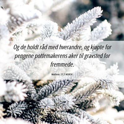Picture 06 - Matteus 27:7 NORSK - Og de holdt råd med hverandre, og kjøpte for - Bible Verse Picture