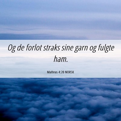 Picture 06 - Matteus 4:20 NORSK - Og de forlot straks sine garn og fulgte - Bible Verse Picture