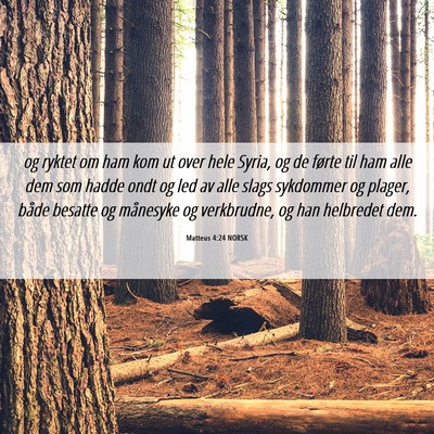 Picture 06 - Matteus 4:24 NORSK - og ryktet om ham kom ut over hele Syria, og de - Bible Verse Picture