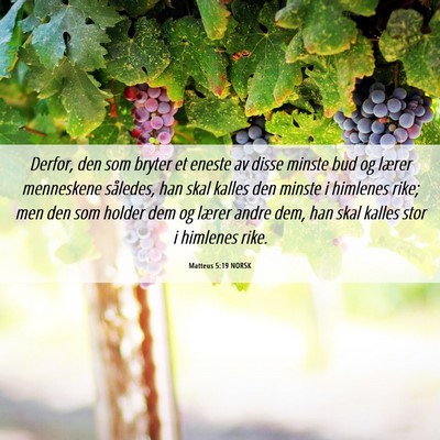 Picture 06 - Matteus 5:19 NORSK - Derfor, den som bryter et eneste av disse minste - Bible Verse Picture