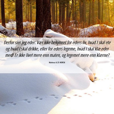 Picture 06 - Matteus 6:25 NORSK - Derfor sier jeg eder: Vær ikke bekymret for - Bible Verse Picture