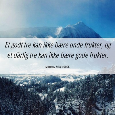 Picture 06 - Matteus 7:18 NORSK - Et godt tre kan ikke bære onde frukter, og et - Bible Verse Picture