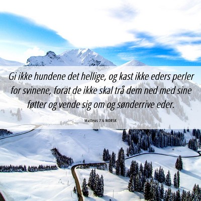 Picture 06 - Matteus 7:6 NORSK - Gi ikke hundene det hellige, og kast ikke eders - Bible Verse Picture