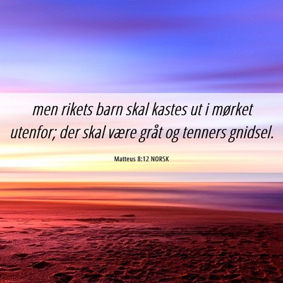 Picture 06 - Matteus 8:12 NORSK - men rikets barn skal kastes ut i mørket utenfor; - Bible Verse Picture
