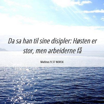 Picture 06 - Matteus 9:37 NORSK - Da sa han til sine disipler: Høsten er stor, men - Bible Verse Picture