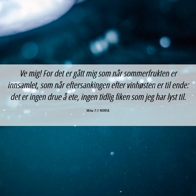 Picture 06 - Mika 7:1 NORSK - Ve mig! For det er gått mig som når - Bible Verse Picture
