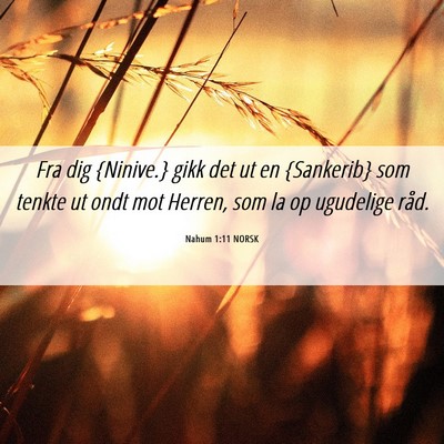 Picture 06 - Nahum 1:11 NORSK - Fra dig {Ninive.} gikk det ut en {Sankerib} som - Bible Verse Picture