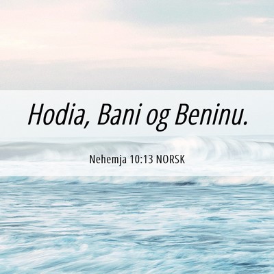 Picture 06 - Nehemja 10:13 NORSK - Hodia, Bani og - Bible Verse Picture