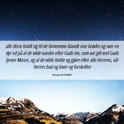 Picture 06 - Nehemja 10:29 NORSK - alle disse holdt sig til de fornemme blandt sine - Bible Verse Picture