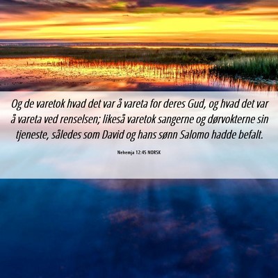 Picture 06 - Nehemja 12:45 NORSK - Og de varetok hvad det var å vareta for deres - Bible Verse Picture