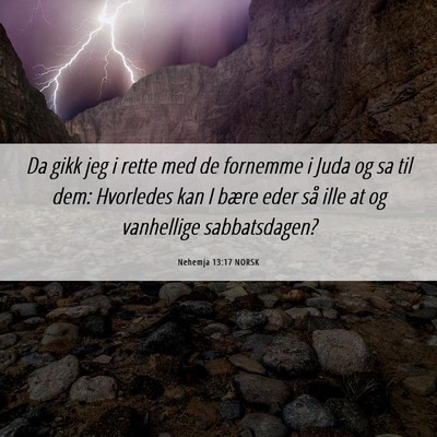 Picture 06 - Nehemja 13:17 NORSK - Da gikk jeg i rette med de fornemme i Juda og sa - Bible Verse Picture