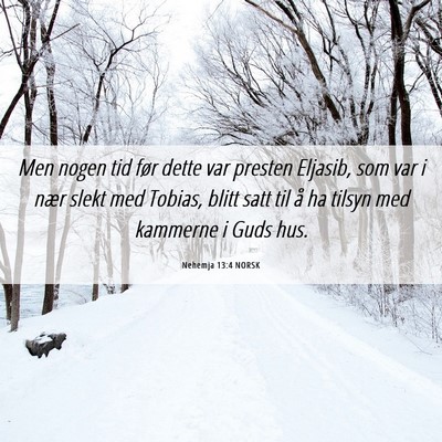 Picture 06 - Nehemja 13:4 NORSK - Men nogen tid før dette var presten Eljasib, som - Bible Verse Picture