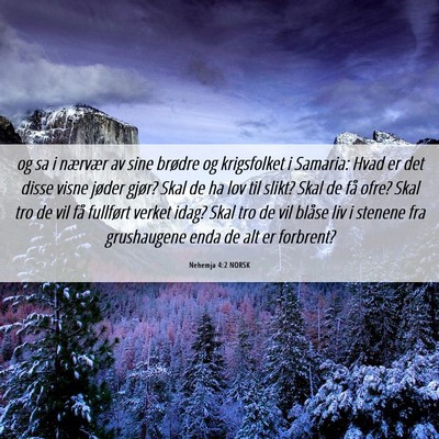 Picture 06 - Nehemja 4:2 NORSK - og sa i nærvær av sine brødre og krigsfolket i - Bible Verse Picture