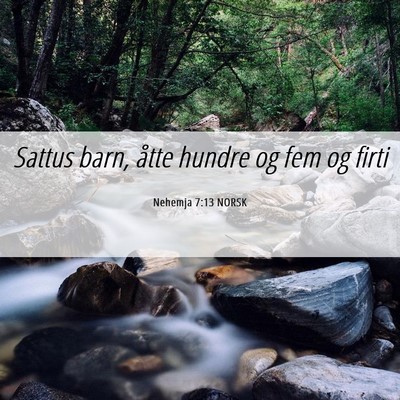 Picture 06 - Nehemja 7:13 NORSK - Sattus barn, åtte hundre og fem og - Bible Verse Picture