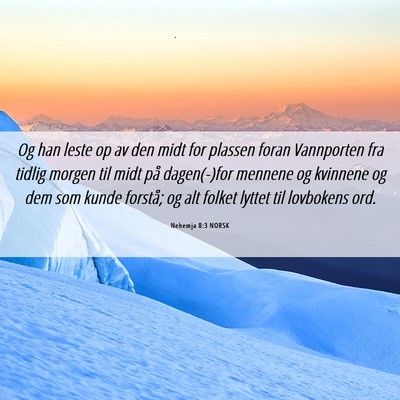 Picture 06 - Nehemja 8:3 NORSK - Og han leste op av den midt for plassen foran - Bible Verse Picture