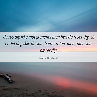 Picture 06 - Romerne 11:18 NORSK - da ros dig ikke mot grenene! men hvis du roser - Bible Verse Picture