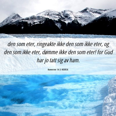 Picture 06 - Romerne 14:3 NORSK - den som eter, ringeakte ikke den som ikke eter, - Bible Verse Picture
