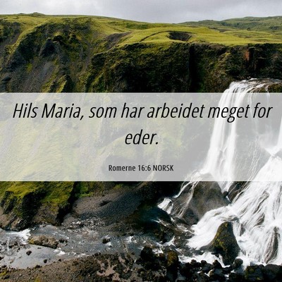 Picture 06 - Romerne 16:6 NORSK - Hils Maria, som har arbeidet meget for - Bible Verse Picture
