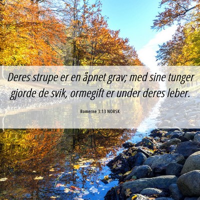 Picture 06 - Romerne 3:13 NORSK - Deres strupe er en åpnet grav; med sine tunger - Bible Verse Picture