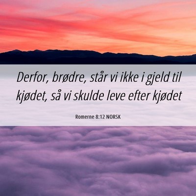 Picture 06 - Romerne 8:12 NORSK - Derfor, brødre, står vi ikke i gjeld til - Bible Verse Picture