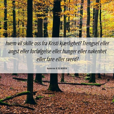 Picture 06 - Romerne 8:35 NORSK - hvem vil skille oss fra Kristi kjærlighet? - Bible Verse Picture