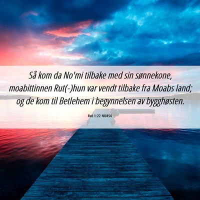 Picture 06 - Rut 1:22 NORSK - Så kom da No'mi tilbake med sin sønnekone, - Bible Verse Picture