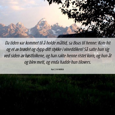 Picture 06 - Rut 2:14 NORSK - Da tiden var kommet til å holde måltid, sa Boas - Bible Verse Picture