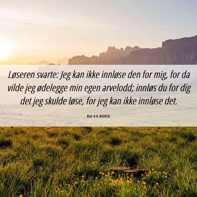 Picture 06 - Rut 4:6 NORSK - Løseren svarte: Jeg kan ikke innløse den for - Bible Verse Picture