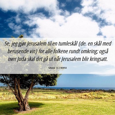 Picture 06 - Sakarja 12:2 NORSK - Se, jeg gjør Jerusalem til en tumleskål {de. en - Bible Verse Picture