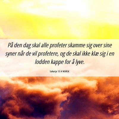 Picture 06 - Sakarja 13:4 NORSK - På den dag skal alle profeter skamme sig over - Bible Verse Picture