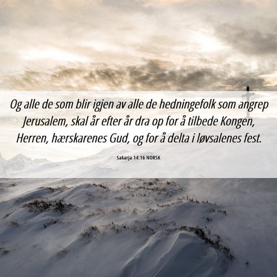 Picture 06 - Sakarja 14:16 NORSK - Og alle de som blir igjen av alle de hedningefolk - Bible Verse Picture