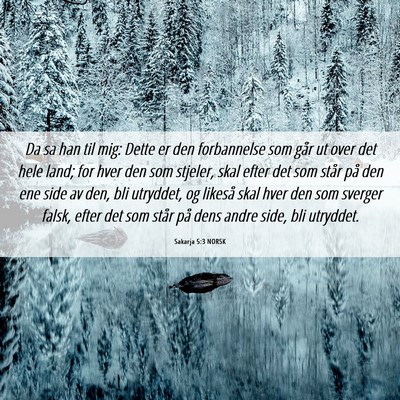 Picture 06 - Sakarja 5:3 NORSK - Da sa han til mig: Dette er den forbannelse som - Bible Verse Picture