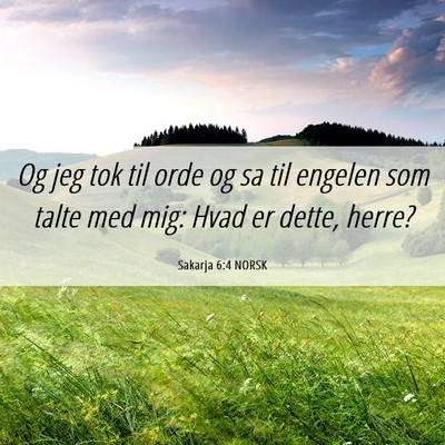 Picture 06 - Sakarja 6:4 NORSK - Og jeg tok til orde og sa til engelen som talte - Bible Verse Picture