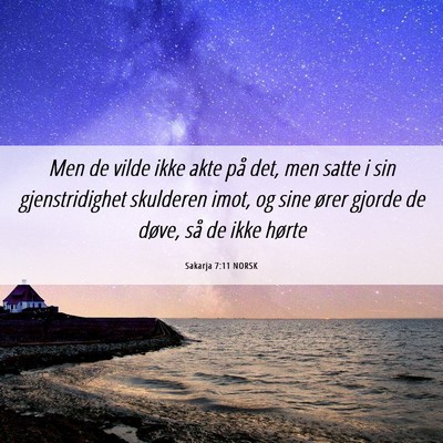 Picture 06 - Sakarja 7:11 NORSK - Men de vilde ikke akte på det, men satte i sin - Bible Verse Picture