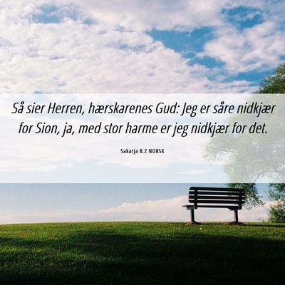 Picture 06 - Sakarja 8:2 NORSK - Så sier Herren, hærskarenes Gud: Jeg er såre - Bible Verse Picture