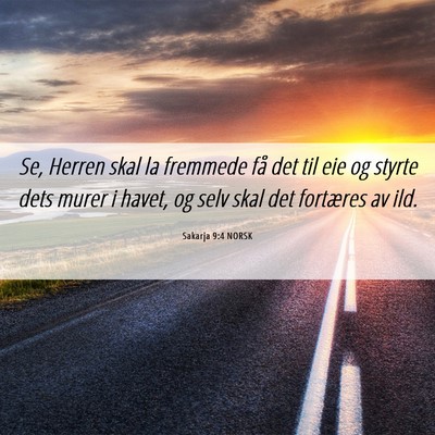 Picture 06 - Sakarja 9:4 NORSK - Se, Herren skal la fremmede få det til eie og - Bible Verse Picture