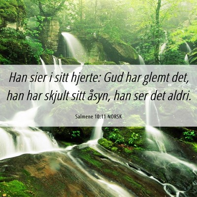 Picture 06 - Salmene 10:11 NORSK - Han sier i sitt hjerte: Gud har glemt det, han - Bible Verse Picture