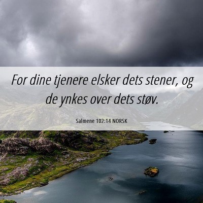 Picture 06 - Salmene 102:14 NORSK - For dine tjenere elsker dets stener, og de ynkes - Bible Verse Picture