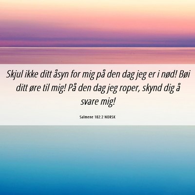 Picture 06 - Salmene 102:2 NORSK - Skjul ikke ditt åsyn for mig på den dag jeg er - Bible Verse Picture